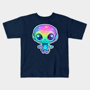 Cute Alien Extraterrestrial Art - Galaxy Inlay Kids T-Shirt